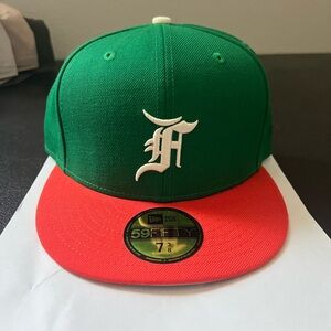 Fear of God x New Era 7 3/8 NEW Green and Red Fitted Cap Essentials